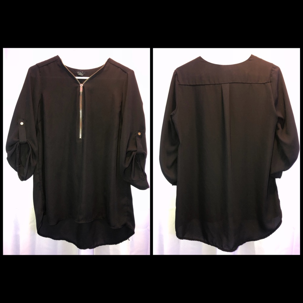 Black zip up dress shirt